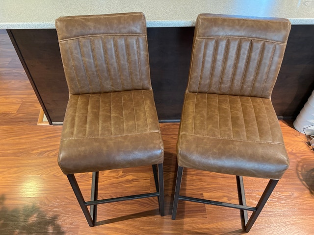 Pair of Urban Barn Faux Leather Bar/Counter Stools - photo 2