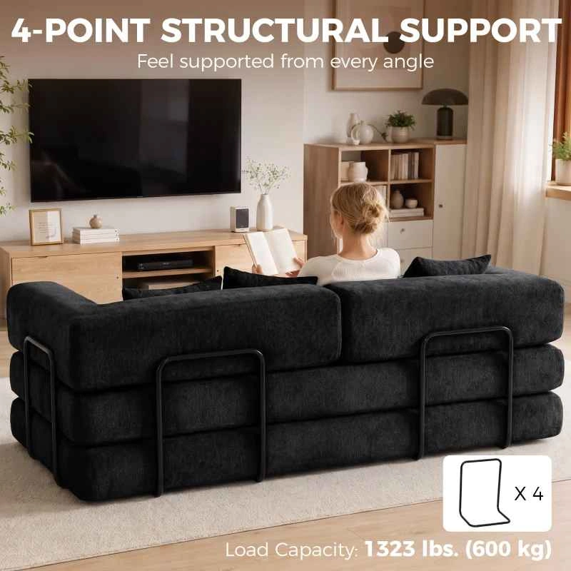 Brand new 81" Boneless Couch, 5-in-1 Convertible Sofa Bed - photo 3