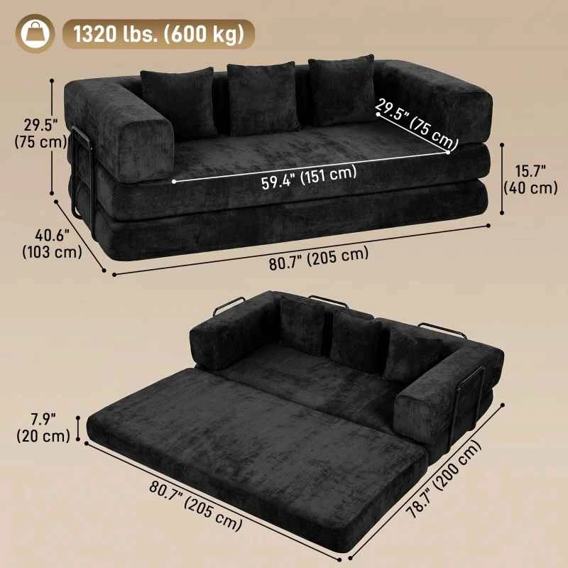 Brand new 81" Boneless Couch, 5-in-1 Convertible Sofa Bed - photo 4
