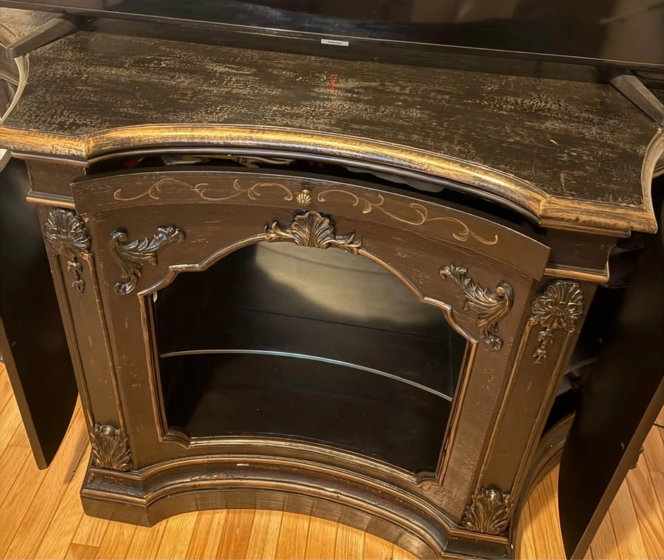 Ornate Dark Brown and Gold Media Console - photo 2