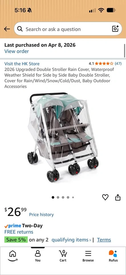 Double Stroller Rain Cover - photo 2