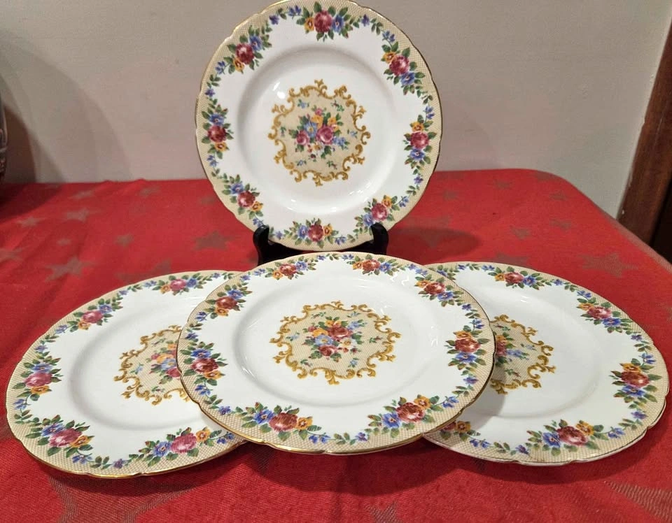 Set of 4 Paragon Minuet White Bread and Butter Plates, 8"