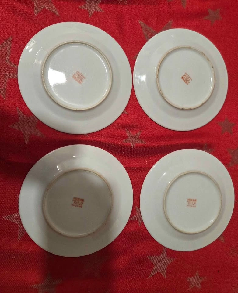 Set of 4 Vintage Chinese Jingdezhen Famille Noire Plates, 6" - photo 5