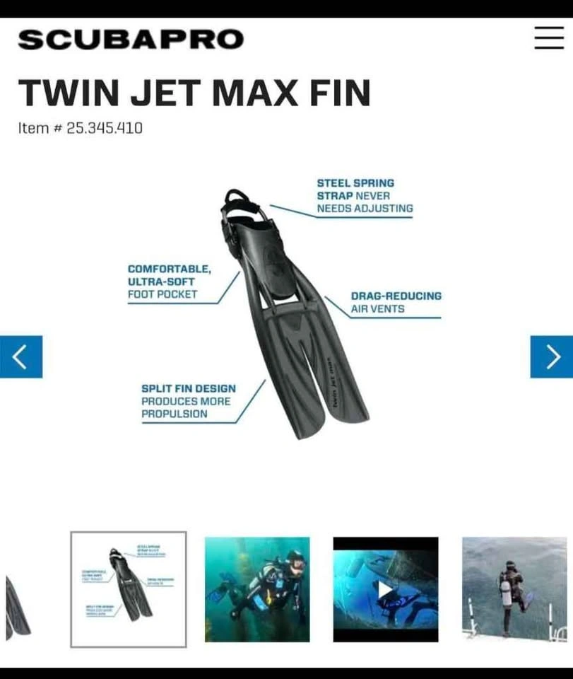 Scubapro Twin Jet Max Scuba Diving Fins - Size Large - Like New - photo 5