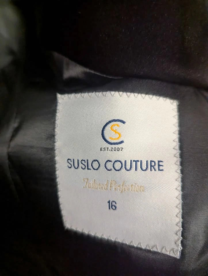 Suslo Couture Kids Blazer – Red Gold Floral Brocade, Size 16 - photo 2
