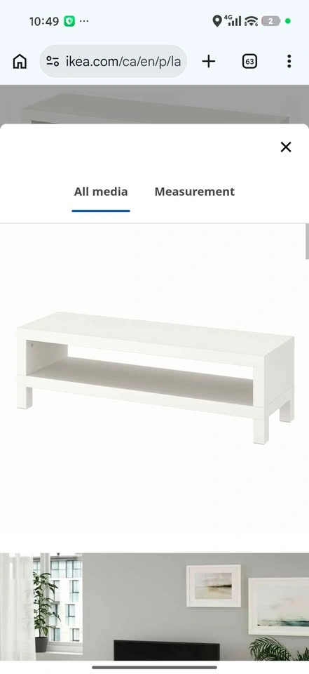 Ikea TV bench white 120x35x36 cm LACK