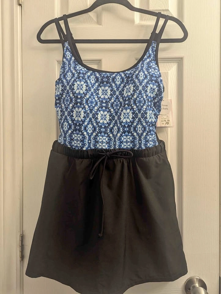 Shape Solver Sport Skirted Swimsuit – Blue, Size 10 (New with Ta