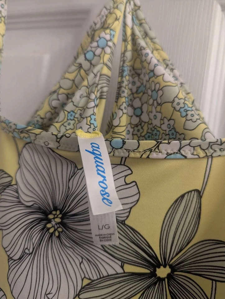 Aquarose Reversible One-Piece Swimsuit – Yellow Floral, Size L - photo 3