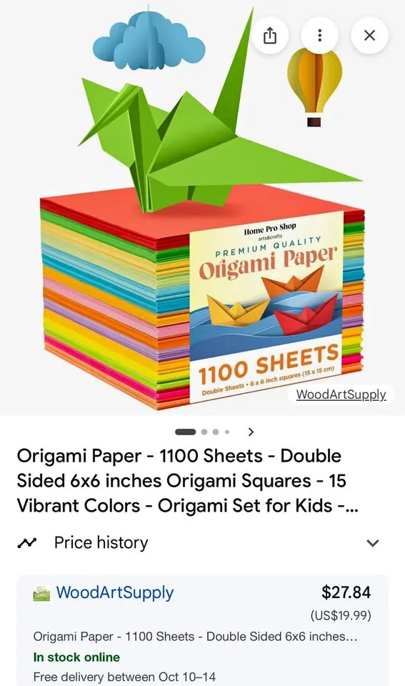 Origami Paper - 1100 Sheets - Double Sided 6x6 inches thumbnail