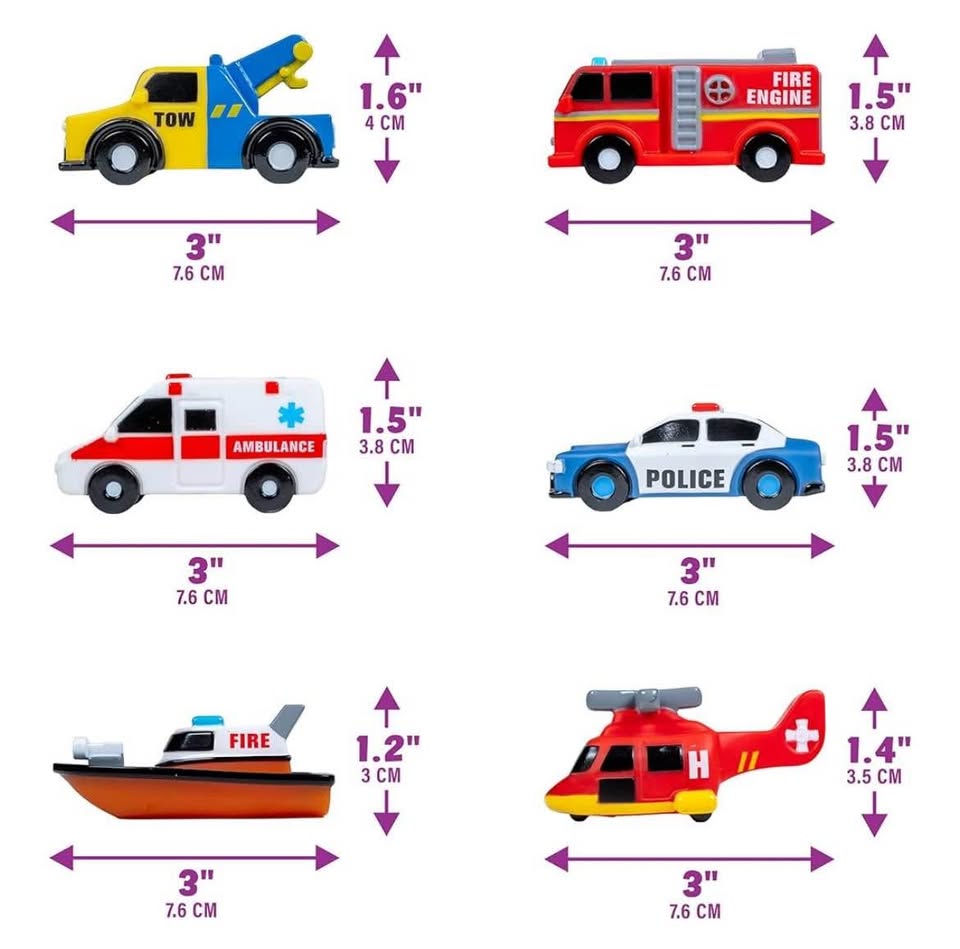 Tub Works Emergency Cars Light Up Bath Toys, 6 Pack - photo 2
