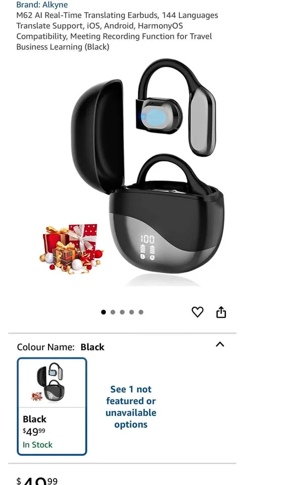 New M62 AI Real-Time Translating Earbuds thumbnail