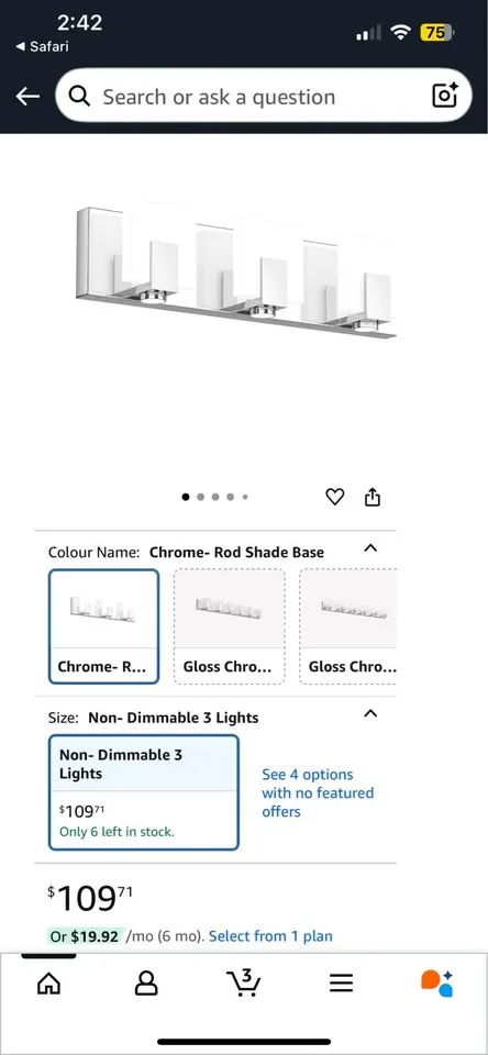 SOLFART 3 Light Bathroom LED Vanity Light - Chrome image indicator(5)