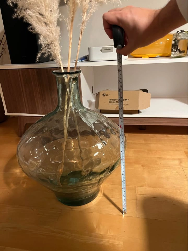 Large Glass Vase with Pampas Grass - photo 2