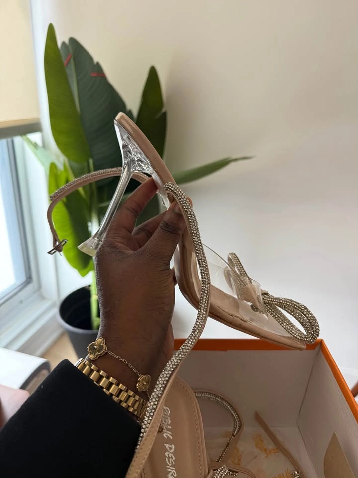 Public Desire Rhinestone Bow Clear Strap Heels - photo 2