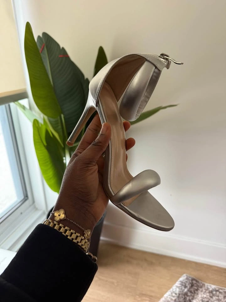 Silver Padded Strap Stiletto Heels - photo 2