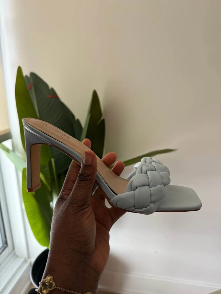 Ardene Light Blue Braided Heeled Sandals Size 10 - photo 2