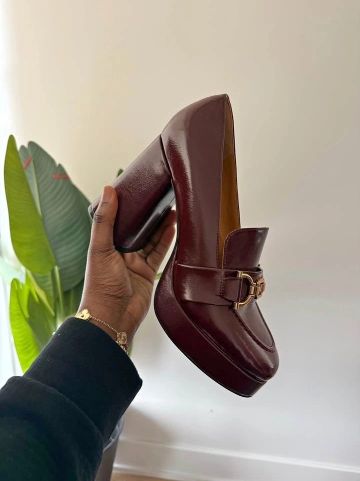 MIRAAZZURRA Burgundy Platform Loafer Heels - SIZE 10