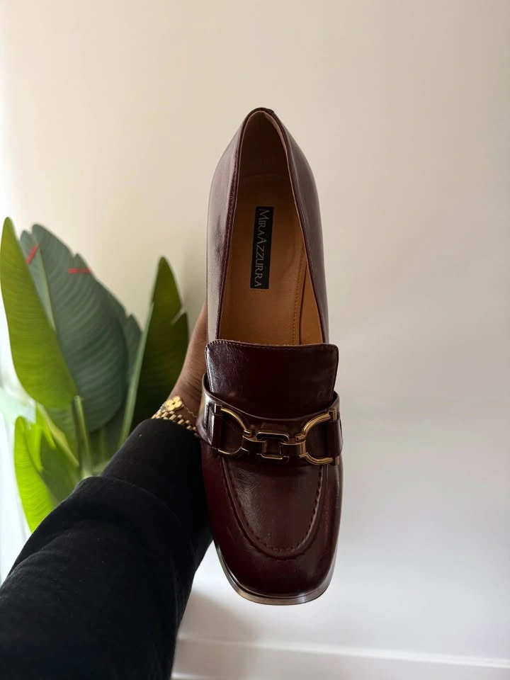 MIRAAZZURRA Burgundy Platform Loafer Heels - SIZE 10 - photo 2