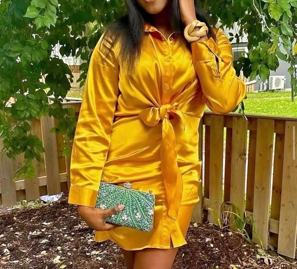 Gold Satin Mini Dress