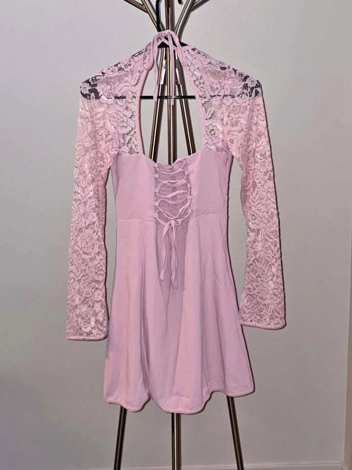 Pink Lace Mini Dress