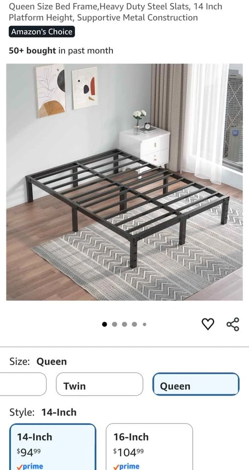 Queen size metal bed frame (no spring box needed) - photo 4