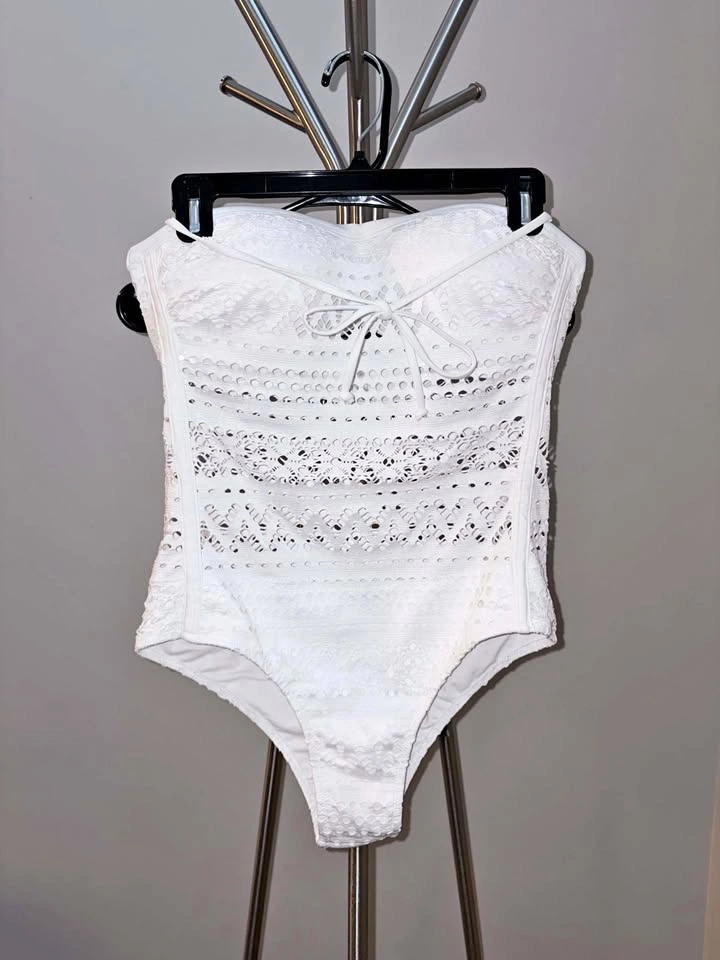 White One Piece Swim Wear