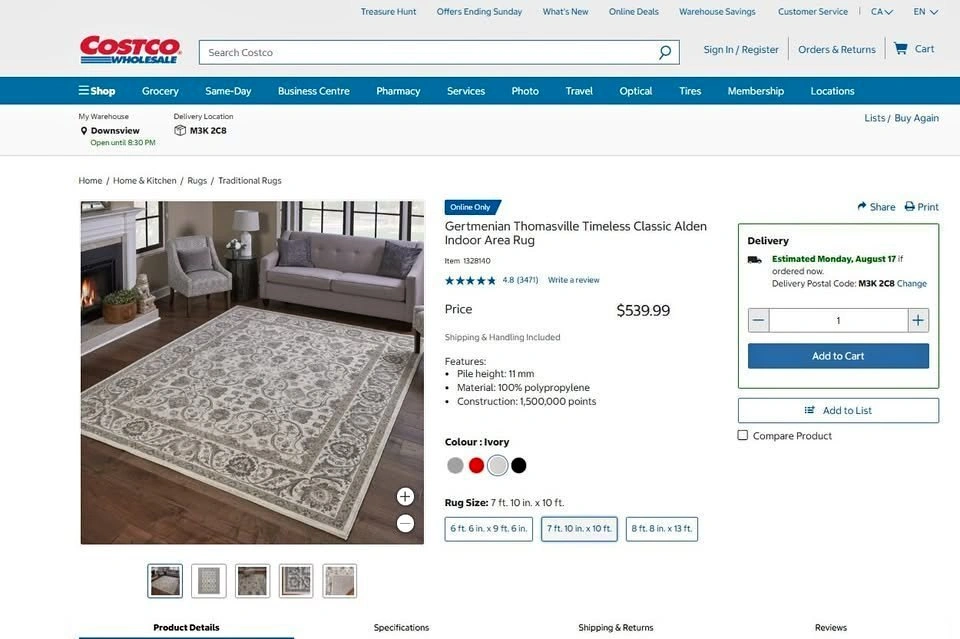 New Gertmenian 7'10" x 10' Turkish Rug – Wilton Woven, 11mm Pile