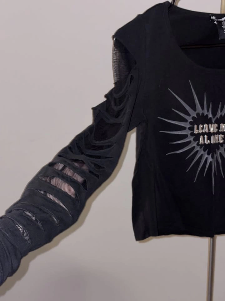 Hot Topic “Leave Me Alone” Slashed Long-Sleeve Top - photo 2