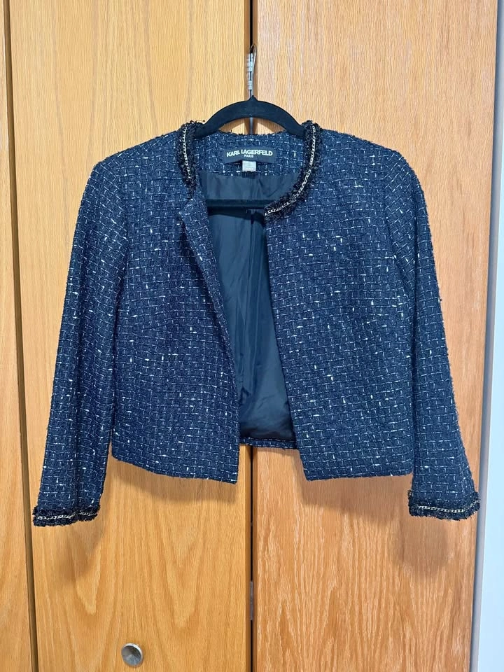 Karl Lagerfeld Paris Bouclé Tweed Jacket - Size S