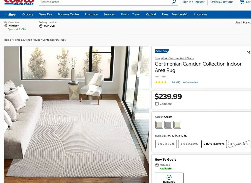 New 8'x10' Cream Area Rug