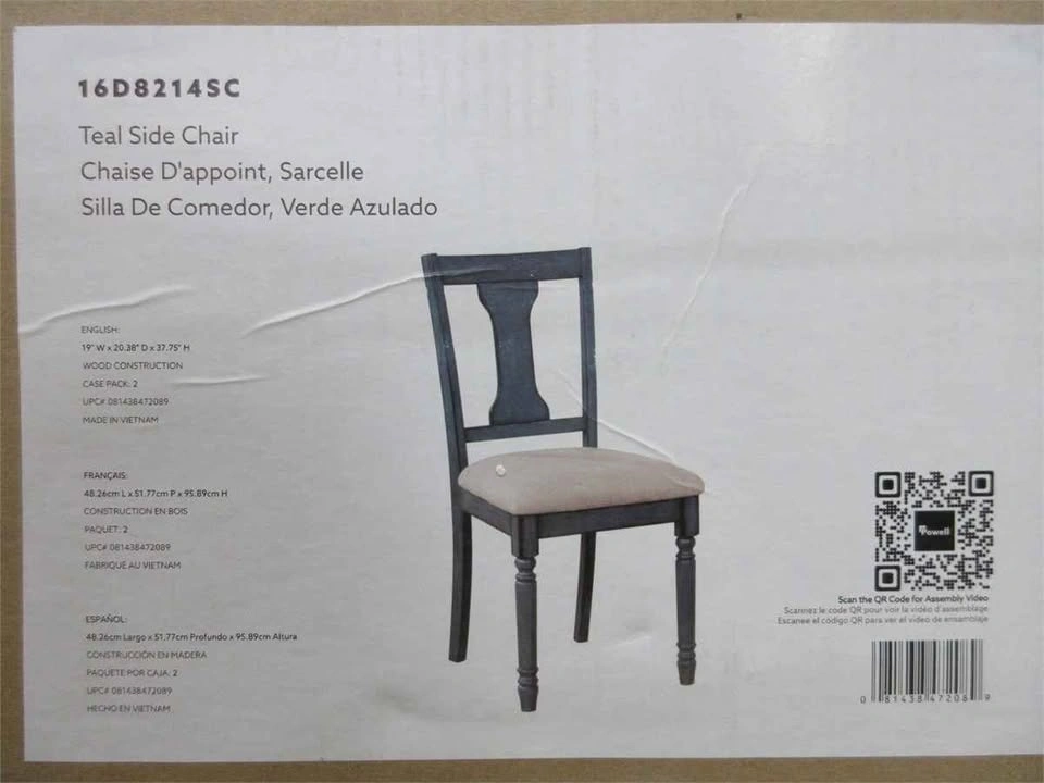 Powell Willow Teal Blue Dining Chairs – Set of 2 - photo 2