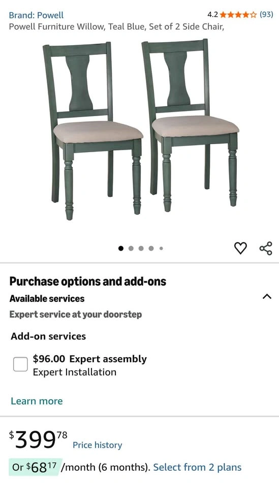 Powell Willow Teal Blue Dining Chairs – Set of 2 - photo 5