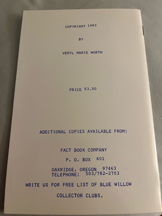 Price Guide to Willow Pattern China by Veryl Marie Worth - photo 2