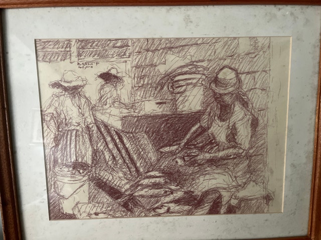 Antigua St. John's Market Framed Sketch