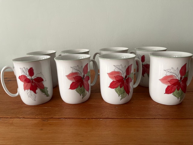 Block Spal Poinsettia Watercolours Mugs