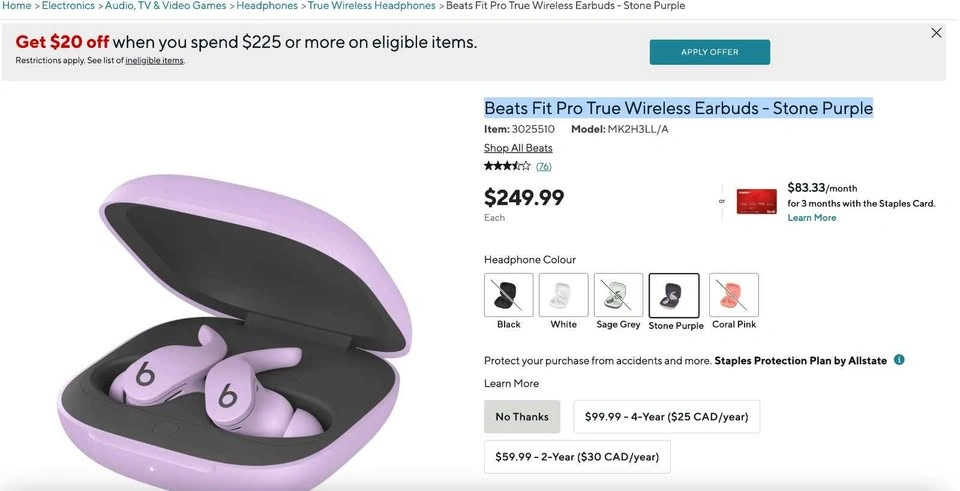 Beats Fit Pro wireless Earbuds- Stone purple - photo 5
