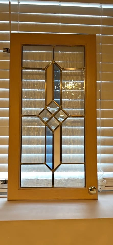 Decorative Glass Panel with Wooden Frame Cabinet Door Insert