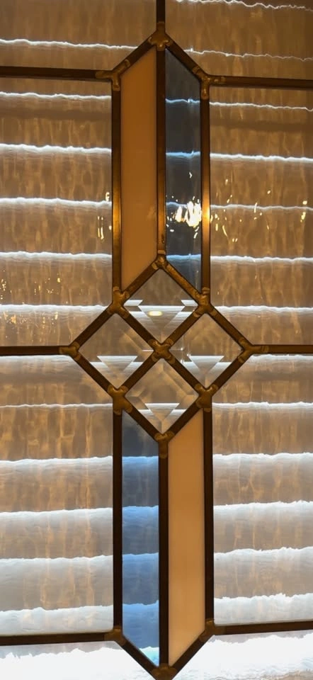 Decorative Glass Panel with Wooden Frame Cabinet Door Insert - photo 3