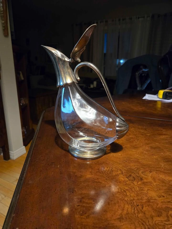 Vintage Silver-Plated & Glass Duck Wine Decanter / Claret Jug - photo 2