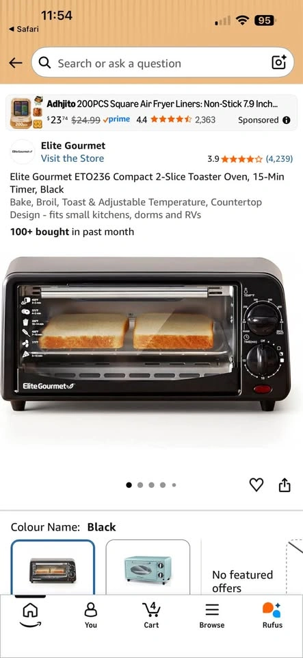 Elite Gourmet 2-Slice Toaster Oven ETO236 - photo 3