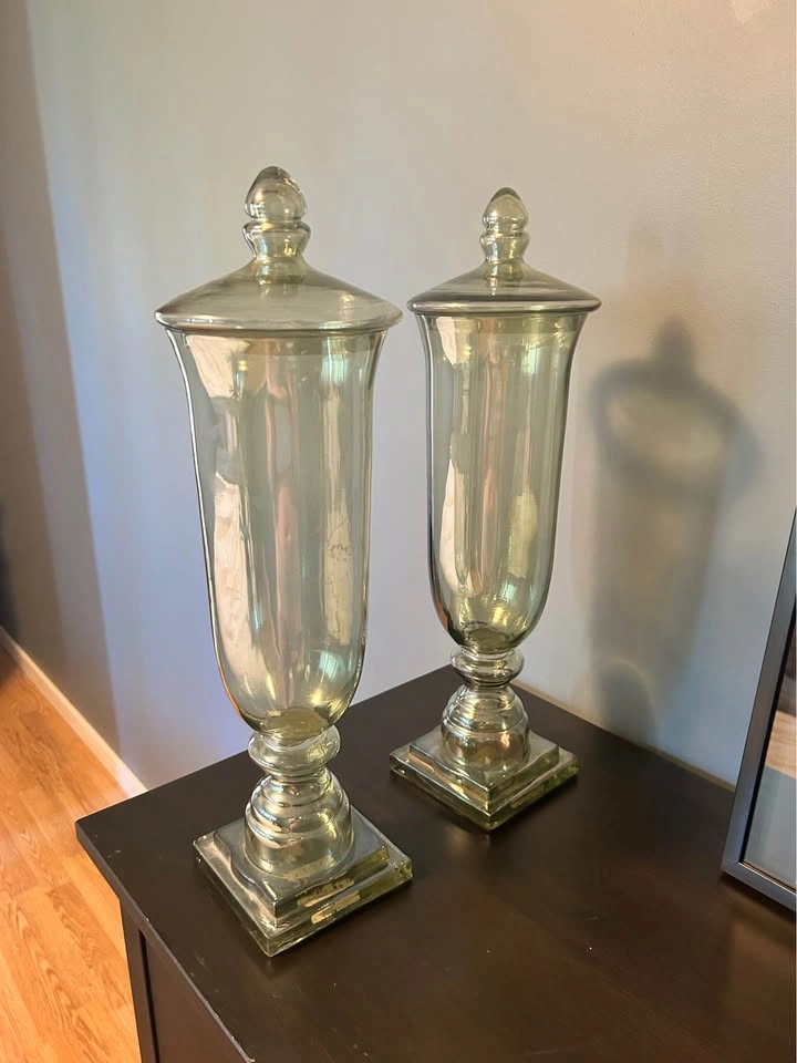 Large Decorative Glass Lidded Urns / Apothecary Jars (Set of 2) - photo 3