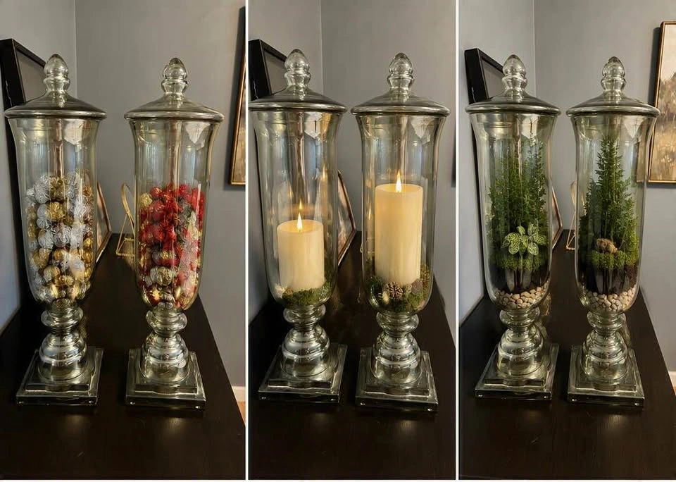Large Decorative Glass Lidded Urns / Apothecary Jars (Set of 2) - photo 4