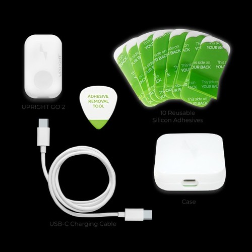 Upright GO 2 Posture Trainer White w/ Case, Necklace & Adhesives - photo 2