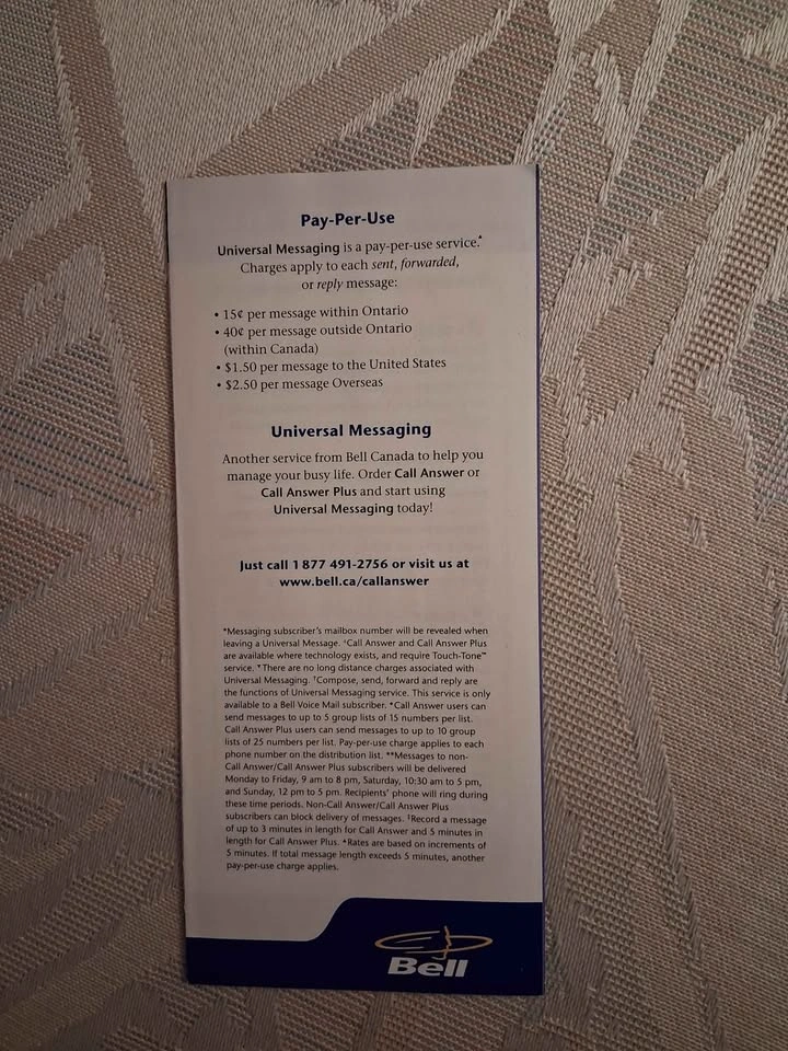 Vintage Bell Canada Universal Messaging Pamphlet 1999 Collectibl - photo 3