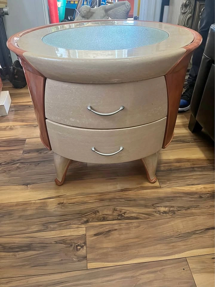 Modern Round Two-Drawer Nightstand