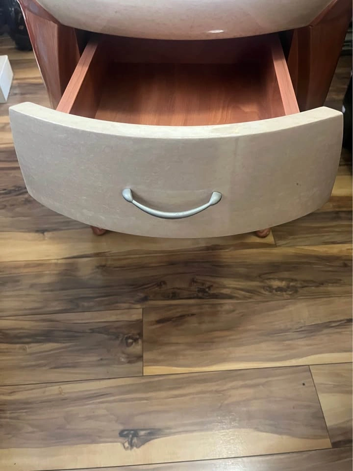 Modern Round Two-Drawer Nightstand - photo 3