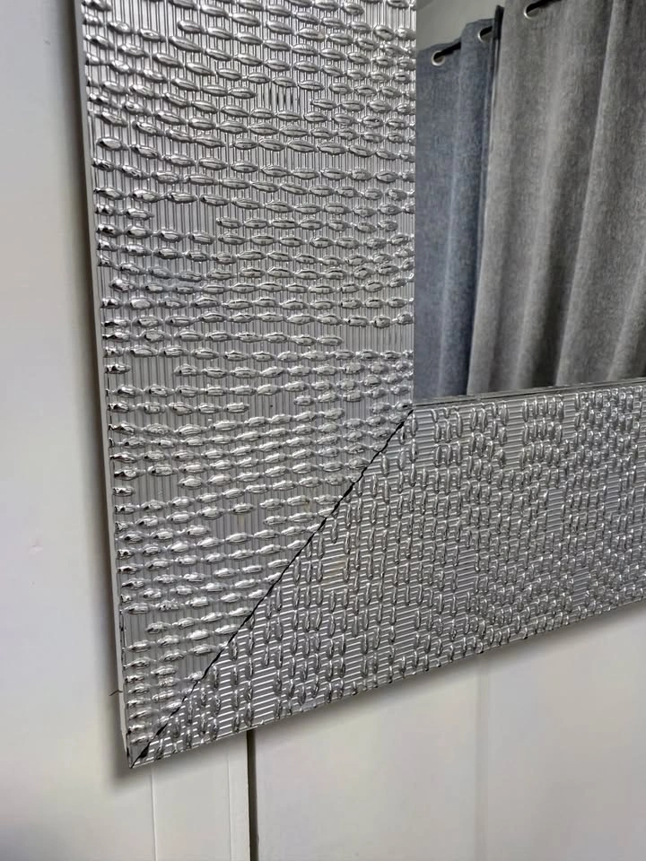 Modern Textured Silver Framed Wall Mirror - photo 2