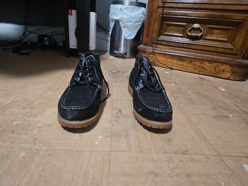 Black Leather Moc Toe Chukka Boots With Gum Sole - photo 2