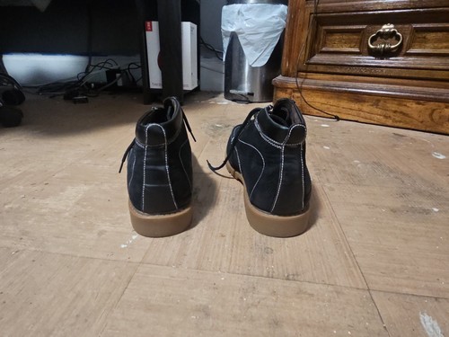 Black Leather Moc Toe Chukka Boots With Gum Sole - photo 4