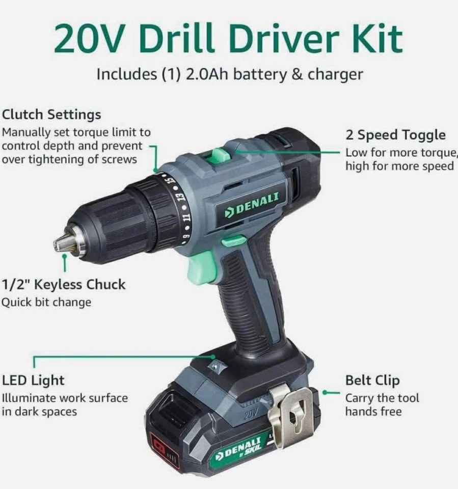 Denali By Skil 20V Cordless Drill Driver Kit - photo 4
